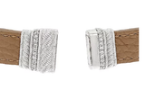 Judith Ripka Sterling Verona Curb Link & Beige Leather 8" Bracelet QVC