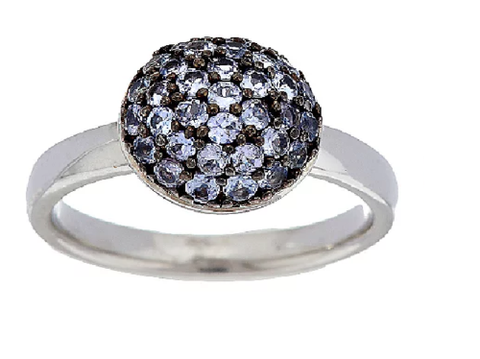 0.55 cttw Exotic Gemstone Pave' Round Sterling Stack Ring Sz-5 QVC