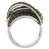 QVC 2.00 ct Blue Sapphire Highway Style Sterling Band Ring Size 5