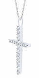 10K Solid Gold Natural Real Round Diamond Cross Pendant 1/3 CT(Silver/Chain)