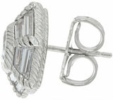 Judith Ripka Sterling Silver Baguette 2.85 cttw Diamonique Stud Earrings QVC