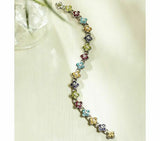 Barbara Bixby 7.3 Ct Gemstone Flower 6-3/4" 18K Gold Sterling Bracelet QVC