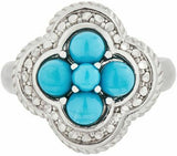 Rare Sleeping Beauty Turquoise Cluster Flower Ring 14K Gold On Sterling Sz-9 QVC