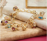 Arte d' Oro Italy 36.00 cttw Gemstone Charm 6-3/4" Bracelet Solid 18K Gold