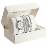 NWT Anne Klein Swarovski Crystal Accented Silver Tone Ceramic Watch Set