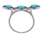 Graziela Gems Sleeping Beauty Turquoise & Zircon Sterling Wave Ring Sz-9 QVC