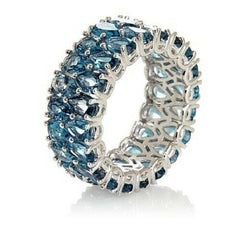 HSN Victoria Wieck Sterling London Blue Topaz Eternity Band Ring Size 6