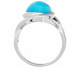 Real Genuine Oval Sleeping Beauty Turquoise 14 K Gold On Sterling Ring Sz-6 QVC
