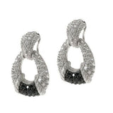 QVC Judith Ripka 2.70 Ct Black & Silver Diamonique Door knocker Earrings