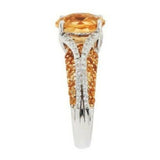 QVC 3.50 ct Sterling Oval Citrine & Round White Topaz Ring Szie 7
