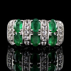 HSN Victoria Wieck Sterling Silver 1.76 ct Topaz & Emerald Band Ring Size 8
