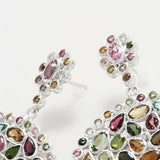 QVC Sterling Silver Multi Color Tourmaline Cluster Earrings Retail