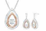 Natural Diamond Teardrop Jewelry Set In 14K Gold Over Sterling Silver