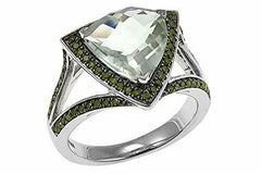 Colleen Lopez 14K Gold Over Sterling Silver Trilliant Gem and Diamond Ring SZ- 9