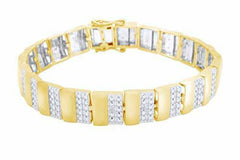 0.02 ct White Diamond Men's Bracelet In 14k Yellow Gold Sterling