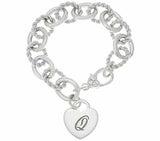 Judith Ripka Sterling Verona Heart Initial "L" Rolo Link Bracelet QVC
