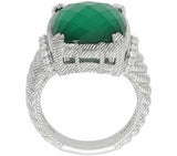 Judith Ripka Sterling Green Goddess Doublet Diamonique Ring SZ -7 QVC