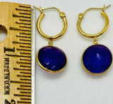 14K Solid Yellow Gold 10.00 cttw Amethyst Gemstone Polished dangle Earrings QVC - Yellow Gold