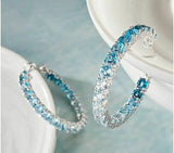 QVC Judith Ripka Sterling Silver 12.00 cttw Rainbow Gemstone Hoop Earrings