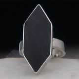 QVC Soko Trapezoid Black Cow Horn Ring Size 5