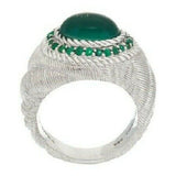 QVC Judith Ripka Sterling Emerald Gemstone Double Textured Ring Size 5