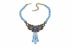 Heidi Daus Brilliant Beauty Sapphire Color Glass Bead Drop Necklace HSN