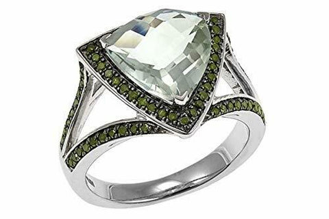 Colleen Lopez 14K Gold Over Sterling Silver Trilliant Gem and Diamond Ring SZ-11