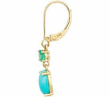 14K Solid Gold Sleeping Beauty 0.25 cttw Turquoise & Emerald Drop Earrings QVC