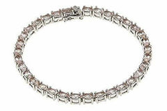 Colleen Lopez Oval Morganite Sterling Silver Line Real Gemstone Bracelet 7.5"