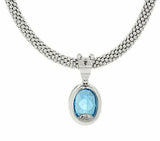 QVC Italian Silver 7.20 ct Blue Topaz Enhancer with Sterling Necklace