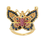 Smithsonian Paula Crevoshay 1.50 ct Multi-gemstone Butterfly Ring SZ-5