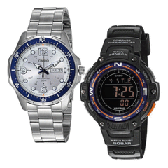 Casio COSFD17COMBO Men's Two Watch Set, MTD100D and SGW100 Analog & Digital